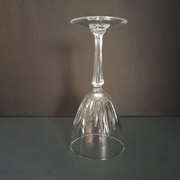 Cristal de Flandre Wine Goblet 6.5" Austria Clear Cut Panel Stem Glass Elegant - Picture 6 of 11